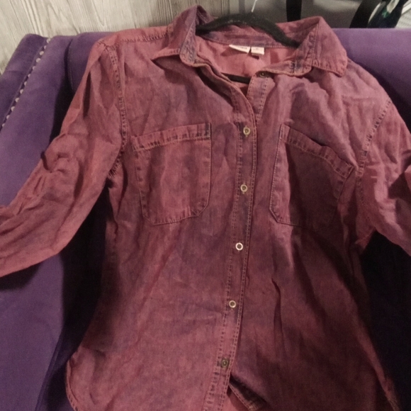Mudd cranberry dye denim shirt. Nwt! - Picture 1 of 3